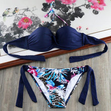 Load image into Gallery viewer, Bikini Solid Strappy Bandage Bikinis Set White Push Up Bikini Swimwear Swimsuit Bathing Suit Women's Ribbed Tie Bikini Adjustable Lace Up Bottom String Women Swimsuit