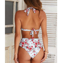 Load image into Gallery viewer, Beautiful Multicolored Women High Waist Bikini Swimwear Women Halter Push Up Bikini Set Swimsuit Women's Flower Print Bikini High Waist Beach Swimsuits Sporty Two Piece Bathing Suit Female Beach Wear Bathing Suit