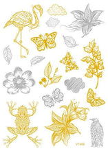 将图片加载到图库查看器,Luxury Metallic Temporary Tattoo Gold Silver Flower Sticker Long Lasting Gold Design For Womens