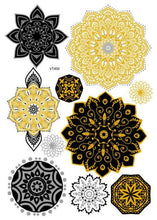 将图片加载到图库查看器,Luxury Metallic Temporary Tattoo Gold Silver Flower Sticker Long Lasting Gold Design For Womens