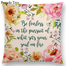 Load image into Gallery viewer, Newest Floral Quotes Decorative Pillow Covers Fresh Flowers Garland Inspirational Words Decorative Cotton Linen Throw Pillow Cushion Covers And Gifts For Women Daughter Mum Best Friend Birthday Home Decorations