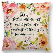 Load image into Gallery viewer, Newest Floral Quotes Decorative Pillow Covers Fresh Flowers Garland Inspirational Words Decorative Cotton Linen Throw Pillow Cushion Covers And Gifts For Women Daughter Mum Best Friend Birthday Home Decorations