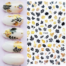 Load image into Gallery viewer, Summer Glitter Nail Decals Stickers Gold Black White Leaf Manicuring Foils Geometric Slider Nail Art Adhesive Decor Adhesive 3D Wave Design Decoration for Women Girls Art Stickers Decal Decoration Metallic Curve Strip Line Nail Decor