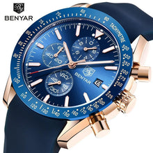 将图片加载到图库查看器,2021 Blue Men Watch Luxury Design Watches Silicone Band Male Wrist Watches Men's Chronograph Round Watch