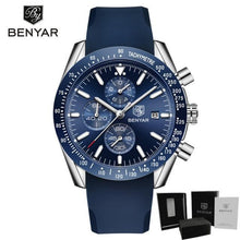 将图片加载到图库查看器,2021 Blue Men Watch Luxury Design Watches Silicone Band Male Wrist Watches Men's Chronograph Round Watch
