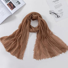将图片加载到图库查看器,Long Soft Cotton Lightweight Crinkle Hijab Scarf Elegant Headscarf Head Wrap Islamic Head Wraps Hijab For Women 70*175cm