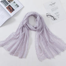 将图片加载到图库查看器,Long Soft Cotton Lightweight Crinkle Hijab Scarf Elegant Headscarf Head Wrap Islamic Head Wraps Hijab For Women 70*175cm