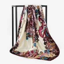 Load image into Gallery viewer, Luxury Long Soft Square Silk Scarves Lightweight Elegant Satin Silk Soft Head Wrap Escharpe Hijab Scarf Muslim Female Silky Shawls Wrap Hair Head Scarves Bandanna For Women 90*90cm