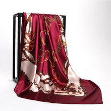 Load image into Gallery viewer, Luxury Long Soft Square Silk Scarves Lightweight Elegant Satin Silk Soft Head Wrap Escharpe Hijab Scarf Muslim Female Silky Shawls Wrap Hair Head Scarves Bandanna For Women 90*90cm