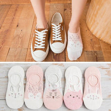 Load image into Gallery viewer, 5 pairs Summer Socks Female Cartoon Animal Bear Mouse Socks Cute Funny Invisible Cotton Ankle Socks For Women