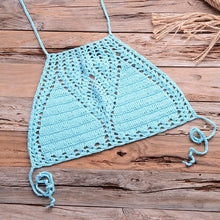Load image into Gallery viewer, Handmade Vintage Crochet Bikinis Knitted Cotton Swimwear Women's Crochet Swimsuit Two Pieces Bathing Suits Bikini Swimsuit Top Bottom Bandage Modern Women Beachwear For Summer