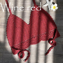 Load image into Gallery viewer, Women Bikinis Knitted Cotton Swimsuit Women Swimwear Women Bra And Bottom Black Knitted Bikini Top Summer Beach Breast Wrap Handmade Crop Top And Bottom Summer Bathing Suit Fashion Beachwear