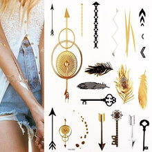 Load image into Gallery viewer, Body Tattoo Art Painting Stickers Glitter Gold Silver Temporary Waterproof Nontoxic Long Lasting Tattoos