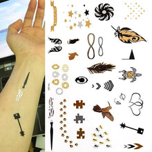 Load image into Gallery viewer, Body Tattoo Art Painting Stickers Glitter Gold Silver Temporary Waterproof Nontoxic Long Lasting Tattoos