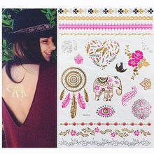 Load image into Gallery viewer, Body Tattoo Art Painting Stickers Glitter Gold Silver Temporary Waterproof Nontoxic Long Lasting Tattoos