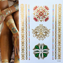 Load image into Gallery viewer, Body Tattoo Art Painting Stickers Glitter Gold Silver Temporary Waterproof Nontoxic Long Lasting Tattoos