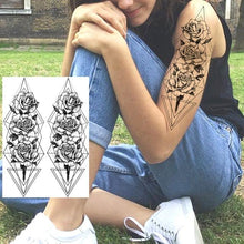 将图片加载到图库查看器,Realistic Tattoos Temporary Womens Flower Sticker Tattoos Waterproof Women Body Art Fake Legs Tattoo Stickers