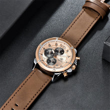 Load image into Gallery viewer, Multifunction Brown Luxury New Men's Watches Quartz Sport Chronograph Elegant Leather Bracelet Men Wrist Watch