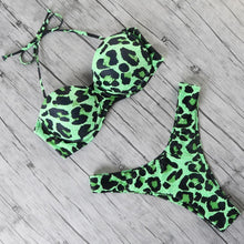 将图片加载到图库查看器,Animal Print Leopard Bikini Push Up Swimsuit Women Bikini Set Bathing Suit Bandeau Beach Wear Swimwear Women Casual Leopard Printed Triangle High Waist Two Piece Bikini Sets