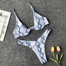 Load image into Gallery viewer, Underwired Bikini Female Swimsuit Women Swimwear Two-Piece V Shape Wire Bikini Set Bather Bathing Suit Women Micro Bikini Set Shiny Metallic 2 Piece Swimsuit Push Up Underwire Swimwear Bathing Suit