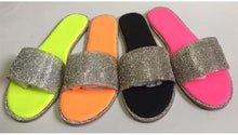 Load image into Gallery viewer, Glitter Slippers Women Summer Sandals Fashion Bling Candy Color Flip Flops Beach Diamond Flat Outdoor Sandals Slip On Sandals Slide Glitter Bling Casual Sandal Flat Open Toe Sparkle Slides