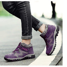 将图片加载到图库查看器,Winter Elegant Unisex Boots With Fur Warm Leather Snow Boots Winter Work Casual Shoes High Top Rubber Ankle Boots Leather Platform Fashion Luxury Boots Non-Slip Hiking Boots