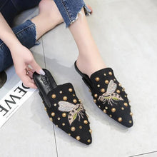 将图片加载到图库查看器,Luxury Women Mules Ladies Summer Slippers Women Shoes New Low Heels Flat Casual Shoes Woman Flip Flops Mules For Women Slip On Flats Loafers Pointed Toe Womens Mules