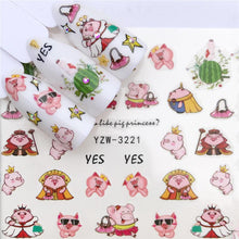 Load image into Gallery viewer, Flower Animal Designs Water Transfer Sticker Nail Art Decals Fashion Wraps Tips Manicure Tools Nail Watermark Decals iridescent Decoration Nail Self-Adhesive Decals Nail Stickers Water Transfer Fresh Nail Decals for Nail Art