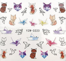 Load image into Gallery viewer, Flower Animal Designs Water Transfer Sticker Nail Art Decals Fashion Wraps Tips Manicure Tools Nail Watermark Decals iridescent Decoration Nail Self-Adhesive Decals Nail Stickers Water Transfer Fresh Nail Decals for Nail Art