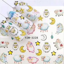 Load image into Gallery viewer, Flower Animal Designs Water Transfer Sticker Nail Art Decals Fashion Wraps Tips Manicure Tools Nail Watermark Decals iridescent Decoration Nail Self-Adhesive Decals Nail Stickers Water Transfer Fresh Nail Decals for Nail Art