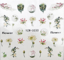 Load image into Gallery viewer, Flower Animal Designs Water Transfer Sticker Nail Art Decals Fashion Wraps Tips Manicure Tools Nail Watermark Decals iridescent Decoration Nail Self-Adhesive Decals Nail Stickers Water Transfer Fresh Nail Decals for Nail Art