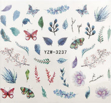 Load image into Gallery viewer, Flower Animal Designs Water Transfer Sticker Nail Art Decals Fashion Wraps Tips Manicure Tools Nail Watermark Decals iridescent Decoration Nail Self-Adhesive Decals Nail Stickers Water Transfer Fresh Nail Decals for Nail Art