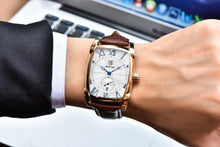 Load image into Gallery viewer, Luxury Business Men's Watches Brown Casual Wrist Leather Strap Waterproof Classic Rectangle Square Watch