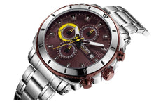 将图片加载到图库查看器,Luxury Men's Business Quartz Watches Blue Fashion Chronograph Elegant Stainless Steel Wristwatches For Man