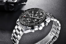 Load image into Gallery viewer, New Men Silver Blue Watch Business Analog Chronogragh Full Steel Luxury Casual Male Waterproof Sports Design Watches
