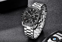 Load image into Gallery viewer, New Men Silver Blue Watch Business Analog Chronogragh Full Steel Luxury Casual Male Waterproof Sports Design Watches