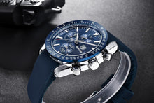 Load image into Gallery viewer, New Men Silver Blue Watch Business Analog Chronogragh Full Steel Luxury Casual Male Waterproof Sports Design Watches