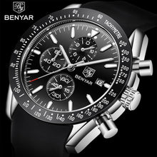 Load image into Gallery viewer, New Men Silver Blue Watch Business Analog Chronogragh Full Steel Luxury Casual Male Waterproof Sports Design Watches