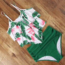 Load image into Gallery viewer, Leopard Bikini High Waist Bikini Animal Print Floral Swimsuit Ruffle Swimsuit Plus Size Swimwear Women Swimsuits for Women Two Piece Bathing Suits Ruffle Tops With High Waist Bottoms Bikini Sets For Teen Girls