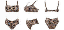 将图片加载到图库查看器,High Waist Bikini Leopard Bikini Women Push Up Swimsuit Women's Leopard Print Swimsuits High Waist Bikini Set 2 Piece Bathing Suits Women Printed Swimwear Tie Dye Summer Swim Beachwear