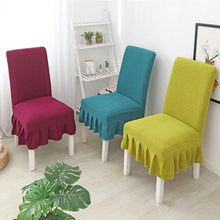 将图片加载到图库查看器,Super Soft Polar Fleece Fabric Skirt Style Chair Cover Elastic Chair Covers Spandex For Kitchen Wedding Chair Covers Dining Room Washable Furniture Chair for Kids Pets Home Ceremony Banquet Wedding Party