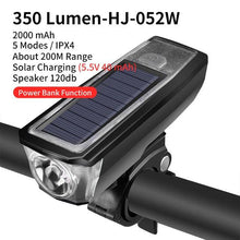 Load image into Gallery viewer, Bike Light Rainproof USB Rechargeable LED 2000mAh MTB Front Lamp Headlight Aluminum Ultralight Flashlight Super Bright Bicycle Front Headlight 5 Light Modes And Large Capacity Battery
