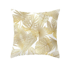 Load image into Gallery viewer, Tropical Leaf Flower Green Yellow Pillowcase Decorative Throw Pillow Case Cushion Cover Gold Stamping Leaves Polyester Cushion Cover Throw Pillow Decorative Cushions Home Decor Pillow Covers