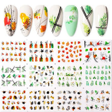 Load image into Gallery viewer, Summer Glitter Nail Decals Stickers Gold Black White Leaf Manicuring Foils Geometric Slider Nail Art Adhesive Decor Adhesive 3D Wave Design Decoration for Women Girls Art Stickers Decal Decoration Metallic Curve Strip Line Nail Decor