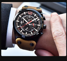 Load image into Gallery viewer, Mens Military Army Watches Analog Chronograph Watch Genuine Leather Strap Sports Casual Waterproof Male Quartz Wristwatch