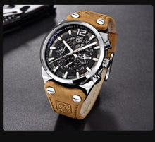 Load image into Gallery viewer, Mens Military Army Watches Analog Chronograph Watch Genuine Leather Strap Sports Casual Waterproof Male Quartz Wristwatch