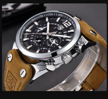 Load image into Gallery viewer, Mens Military Army Watches Analog Chronograph Watch Genuine Leather Strap Sports Casual Waterproof Male Quartz Wristwatch
