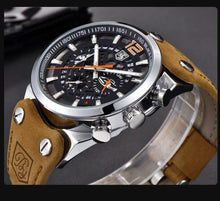 Load image into Gallery viewer, Mens Military Army Watches Analog Chronograph Watch Genuine Leather Strap Sports Casual Waterproof Male Quartz Wristwatch