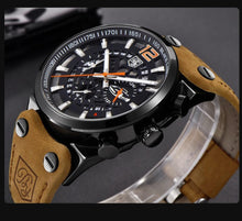 Load image into Gallery viewer, Mens Military Army Watches Analog Chronograph Watch Genuine Leather Strap Sports Casual Waterproof Male Quartz Wristwatch