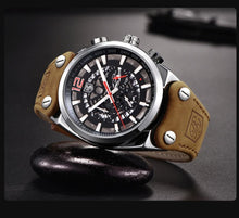 Load image into Gallery viewer, Mens Military Army Watches Analog Chronograph Watch Genuine Leather Strap Sports Casual Waterproof Male Quartz Wristwatch